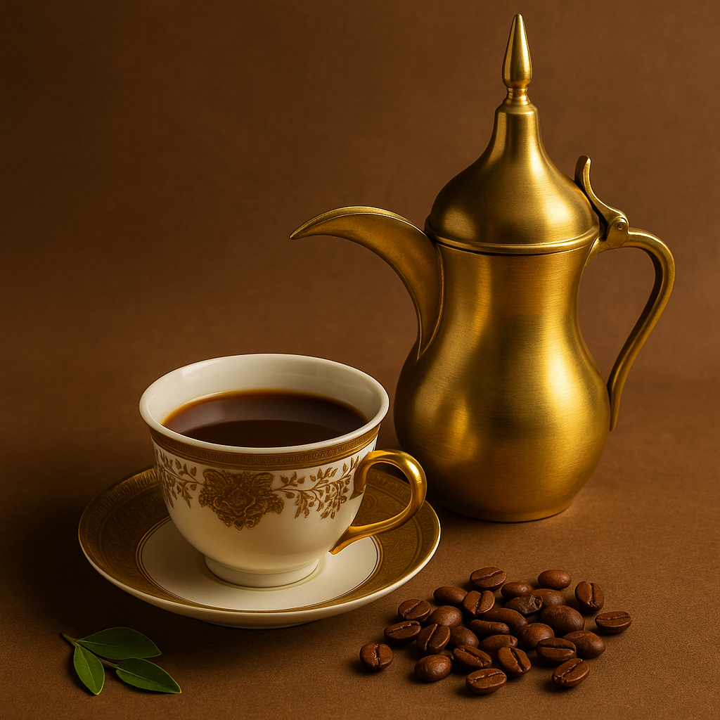 صورة لمنتجات متنوعة من القهوة العربية الجاهزة بألوان عصرية مناسبة للمقال