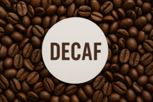 ملصق على عبوة قهوة مكتوب عليه ديكاف للدلالة على القهوة الخالية من الكافيين