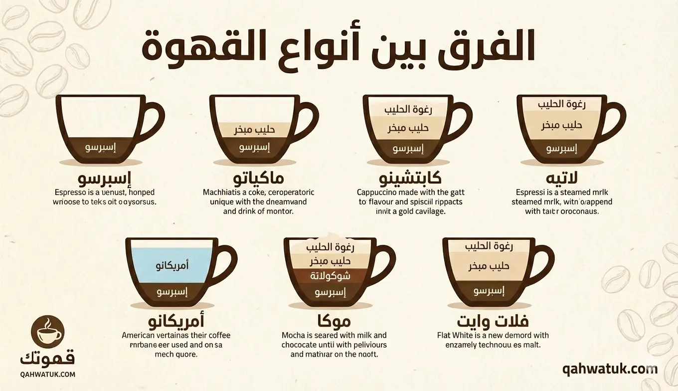 الفرق بين أنواع القهوة