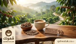 قهوة الزباد كوب قهوة كوبي لواك مع حبوب البن